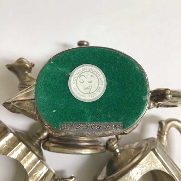 Godinger Silver-plate Teapot Napkin Rings Mixed SET OF 4 Silver Art 1994 Vintage - Picture 6 of 14